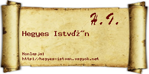 Hegyes István névjegykártya